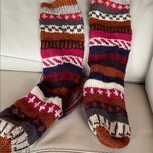 Cozy Multicolor Wool Socks Hand Knitted